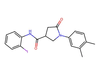 1-(3,4-dimethylphenyl)-N-(2-iodophenyl)-5-oxopyrrolidine-3-carboxamide structure