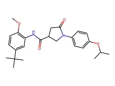 N-(5-tert-butyl-2-methoxyphenyl)-5-oxo-1-(4-propan-2-yloxyphenyl)pyrrolidine-3-carboxamide structure
