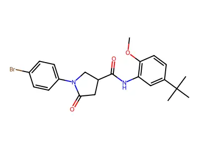 1-(4-bromophenyl)-N-(5-tert-butyl-2-methoxyphenyl)-5-oxopyrrolidine-3-carboxamide structure