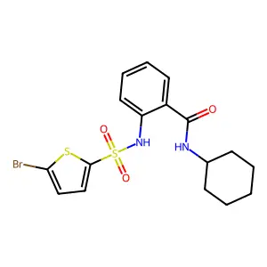 2-[(5-bromothiophen-2-yl)sulfonylamino]-N-cyclohexylbenzamide structure