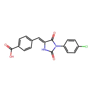 4-((1-(4-Chlorophenyl)-2,5-dioxoimidazolidin-4-ylidene)methyl)benzoic acid structure