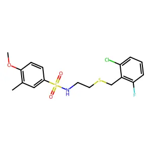 N-[2-[(2-chloro-6-fluorophenyl)methylsulfanyl]ethyl]-4-methoxy-3-methylbenzenesulfonamide structure