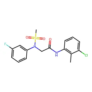 N-(3-chloro-2-methylphenyl)-2-[3-fluoro(methylsulfonyl)anilino]acetamide structure