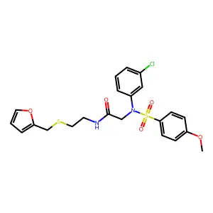 2-(3-chloro-N-(4-methoxyphenyl)sulfonylanilino)-N-[2-(furan-2-ylmethylsulfanyl)ethyl]acetamide structure