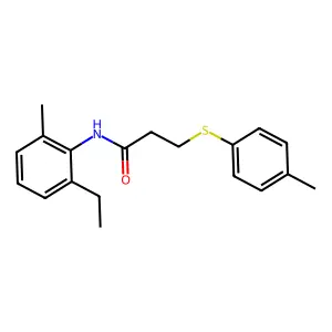 N-(2-ethyl-6-methylphenyl)-3-(4-methylphenyl)sulfanylpropanamide structure