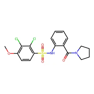 2,3-dichloro-4-methoxy-N-[2-(pyrrolidin-1-ylcarbonyl)phenyl]benzenesulfonamide structure