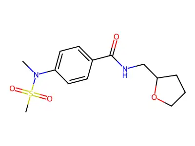 4-[methyl(methylsulfonyl)amino]-N-(oxolan-2-ylmethyl)benzamide structure