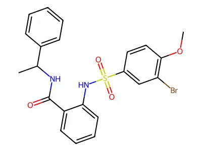 2-[(3-bromo-4-methoxyphenyl)sulfonylamino]-N-(1-phenylethyl)benzamide structure