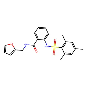 N-(furan-2-ylmethyl)-2-[(2,4,6-trimethylphenyl)sulfonylamino]benzamide structure