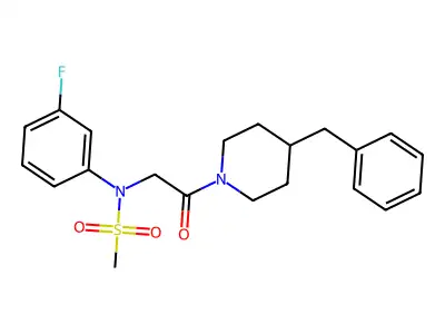 N-[2-(4-benzylpiperidin-1-yl)-2-oxoethyl]-N-(3-fluorophenyl)methanesulfonamide structure
