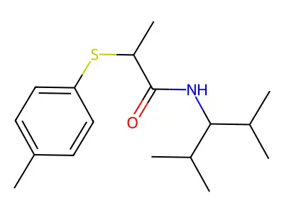 N-(2,4-dimethylpentan-3-yl)-2-(4-methylphenyl)sulfanylpropanamide structure