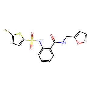 2-[(5-bromo-2-thiophenyl)sulfonylamino]-N-(2-furanylmethyl)benzamide structure