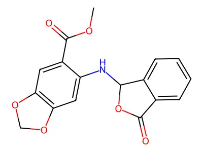 1,3-Benzodioxole-5-carboxylic acid, 6-((1,3-dihydro-3-oxo-1-isobenzofuranyl)amino)-, methyl ester structure