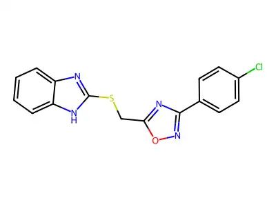 5-(1H-benzimidazol-2-ylsulfanylmethyl)-3-(4-chlorophenyl)-1,2,4-oxadiazole structure