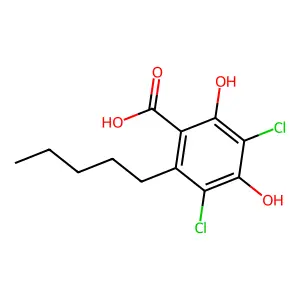3,5-Dichloro-2,4-dihydroxy-6-pentylbenzoic acid structure