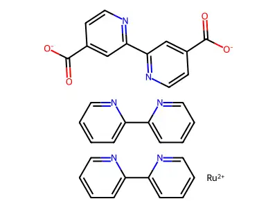 Ruthenium bis(bipyridine)dicarboxybipyridine structure