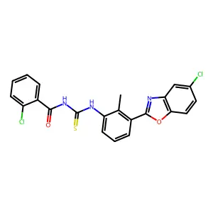 2-Chloro-N-{[3-(5-chloro-1,3-benzoxazol-2-yl)-2-methylphenyl]carbamothioyl}benzamide structure