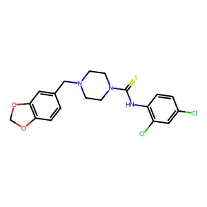 4-(1,3-benzodioxol-5-ylmethyl)-N-(2,4-dichlorophenyl)piperazine-1-carbothioamide structure