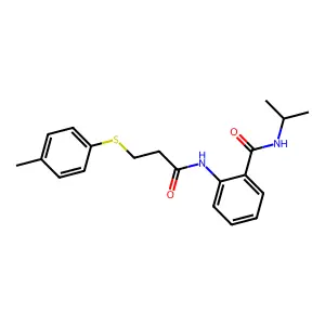 2-[3-(4-methylphenyl)sulfanylpropanoylamino]-N-propan-2-ylbenzamide structure