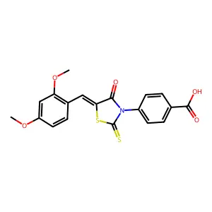 4-[(5Z)-5-(2,4-dimethoxybenzylidene)-4-oxo-2-thioxo-1,3-thiazolidin-3-yl]benzoic acid structure