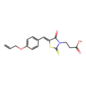 (Z)-3-(5-(4-(allyloxy)benzylidene)-4-oxo-2-thioxothiazolidin-3-yl)propanoic acid structure