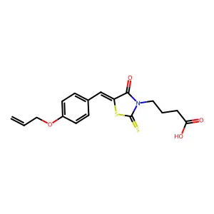 (Z)-4-(5-(4-(allyloxy)benzylidene)-4-oxo-2-thioxothiazolidin-3-yl)butanoic acid structure
