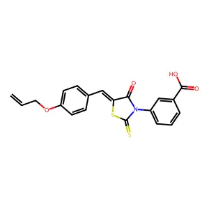 3-{(5Z)-4-oxo-5-[4-(prop-2-en-1-yloxy)benzylidene]-2-thioxo-1,3-thiazolidin-3-yl}benzoic acid structure