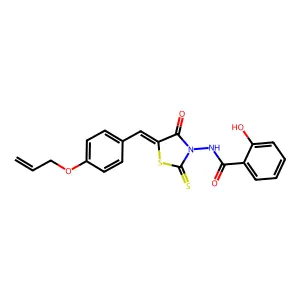 2-hydroxy-N-{(5Z)-4-oxo-5-[4-(prop-2-en-1-yloxy)benzylidene]-2-thioxo-1,3-thiazolidin-3-yl}benzamide structure