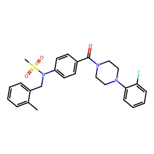 N-[4-[4-(2-fluorophenyl)piperazine-1-carbonyl]phenyl]-N-[(2-methylphenyl)methyl]methanesulfonamide structure