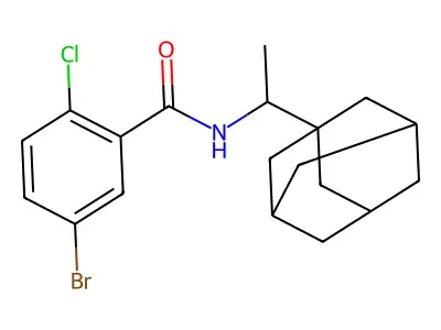N-[1-(1-adamantyl)ethyl]-5-bromo-2-chlorobenzamide structure