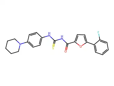 5-(2-fluorophenyl)-N-[(4-piperidin-1-ylphenyl)carbamothioyl]furan-2-carboxamide structure