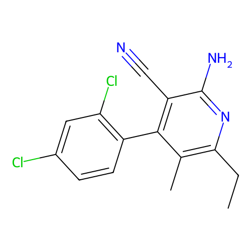 2-Amino-4-(2,4-dichlorophenyl)-6-ethyl-5-methylpyridine-3-carbonitrile structure