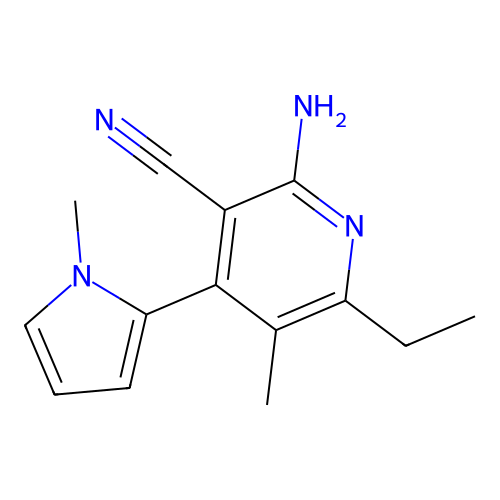 2-Amino-6-ethyl-5-methyl-4-(1-methylpyrrol-2-yl)pyridine-3-carbonitrile structure
