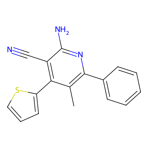 2-Amino-5-methyl-6-phenyl-4-thiophen-2-yl-nicotinonitrile structure