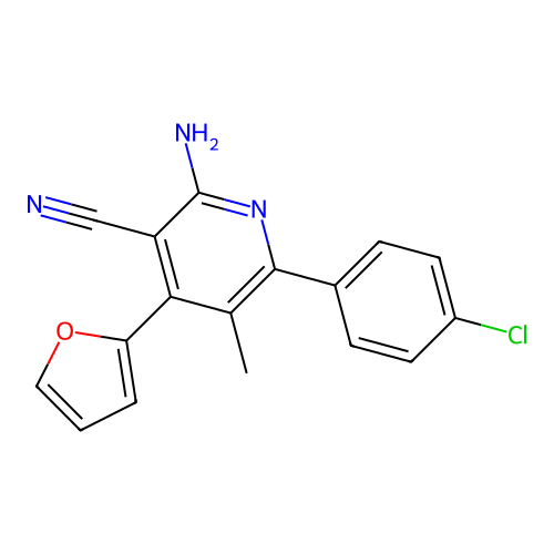 2-Amino-6-(4-chlorophenyl)-4-(furan-2-yl)-5-methylpyridine-3-carbonitrile structure