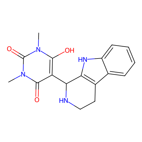 6-hydroxy-1,3-dimethyl-5-(2,3,4,9-tetrahydro-1h-b-carbolin-1-yl)-1h-pyrimidine-2,4-dione structure