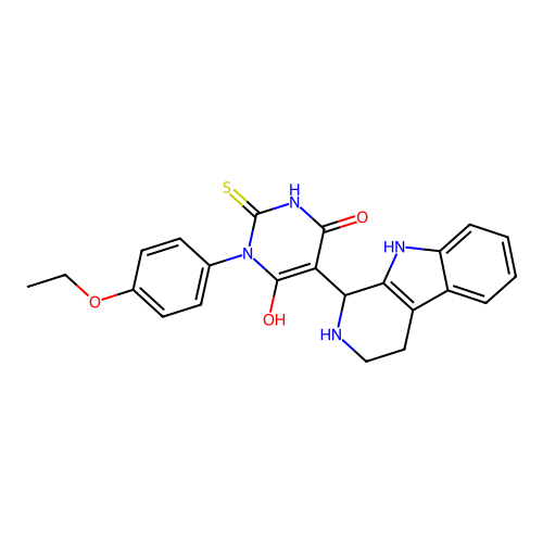 3-(4-ethoxyphenyl)-6-hydroxy-5-(2,3,4,9-tetrahydro-1H-pyrido[3,4-b]indol-1-yl)-2-thioxo-2,3-dihydropyrimidin-4(1H)-one structure