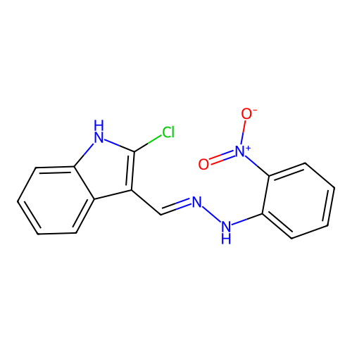 N-[(2-chloro-1H-indol-3-yl)methylideneamino]-2-nitroaniline structure