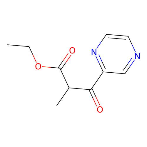Ethyl alpha-methyl-beta-oxopyrazinepropionate structure