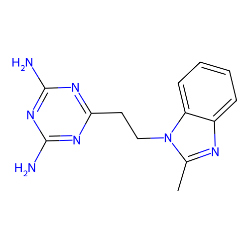 6-[2-(2-methyl-1H-benzimidazol-1-yl)ethyl]-1,3,5-triazine-2,4-diamine structure