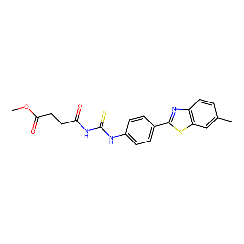 methyl 4-[({[4-(6-methyl-1,3-benzothiazol-2-yl)phenyl]amino}carbonothioyl)amino]-4-oxobutanoate structure