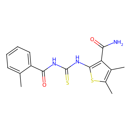 4,5-Dimethyl-2-[(2-methylbenzoyl)carbamothioylamino]thiophene-3-carboxamide structure