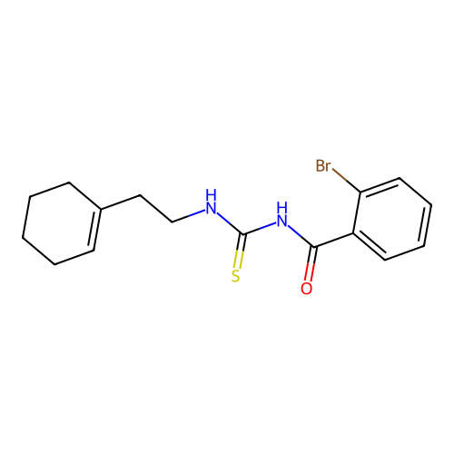 N-(2-bromobenzoyl)-N'-[2-(1-cyclohexen-1-yl)ethyl]thiourea structure