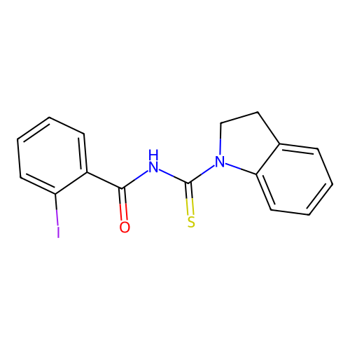 N-(2,3-dihydro-1H-indol-1-ylcarbonothioyl)-2-iodobenzamide structure