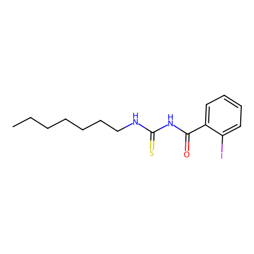 N-(heptylcarbamothioyl)-2-iodobenzamide structure