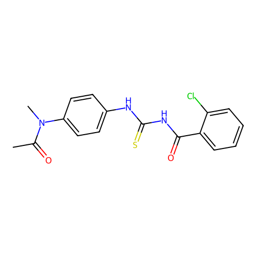 N-({4-[acetyl(methyl)amino]phenyl}carbamothioyl)-2-chlorobenzamide structure