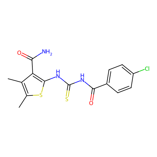 2-[(4-Chlorobenzoyl)carbamothioylamino]-4,5-dimethylthiophene-3-carboxamide structure