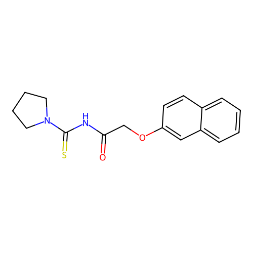 2-(2-naphthyloxy)-N-(pyrrolidinylthioxomethyl)acetamide structure