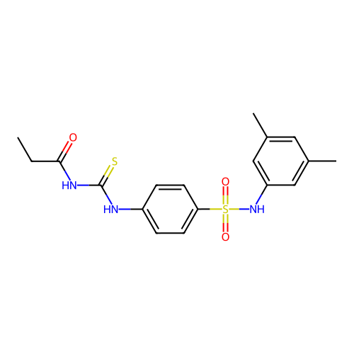 N-({4-[(3,5-dimethylphenyl)sulfamoyl]phenyl}carbamothioyl)propanamide structure