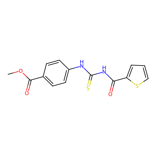 Methyl 4-{[(thiophen-2-ylcarbonyl)carbamothioyl]amino}benzoate structure